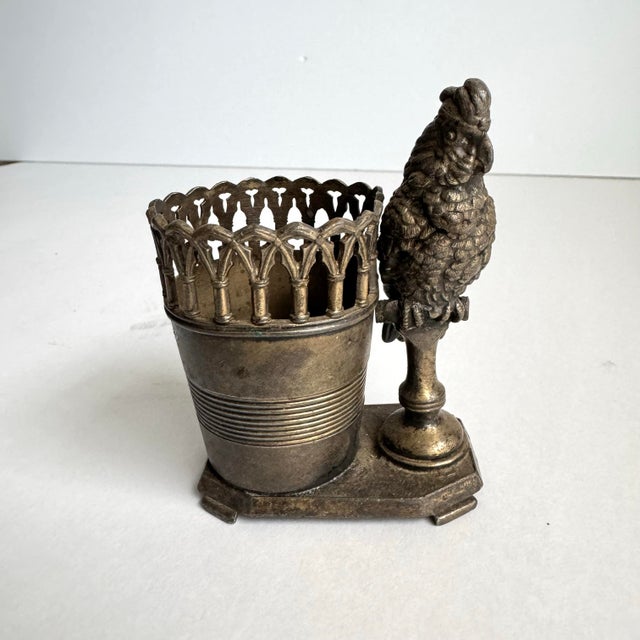 Metal James W. Tufts Toothpick Holder Bird Cockatoo Silver Plated Match Holder For Sale - Image 7 of 11