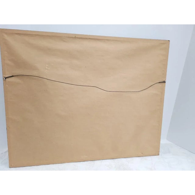 Wood Mid Century Modern Art Wall Hanging "Gathering Call" Minimalist Print of a Bird by Clemence Wescoupe, Framed For Sale - Image 7 of 9