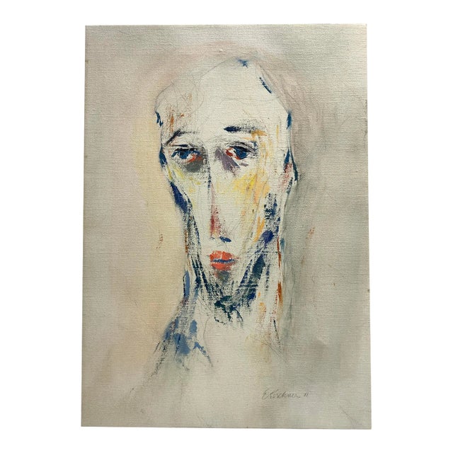 Mid Century Impressionist Style Portrait Painting For Sale