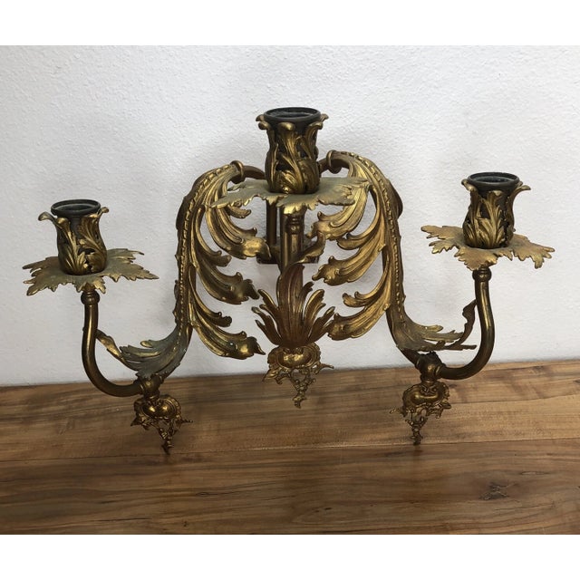 Late 19th Century French Louis XV Bronze Gas Converted Candle Holder Wall Sconce For Sale - Image 14 of 15