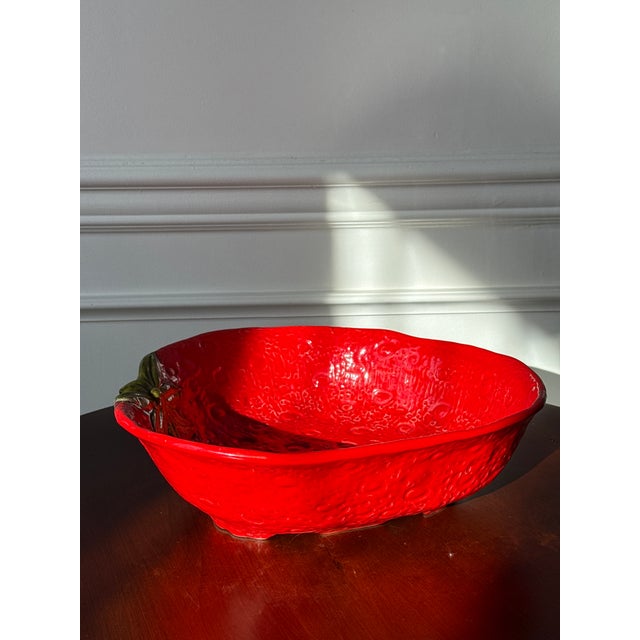 Ceramic Vintage Italian Ceramic Strawberry Serving Bowl For Sale - Image 7 of 15