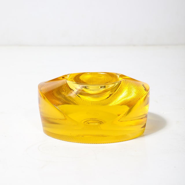 Mid-Century Modernist Citrine Crystal Ashtray Signed Moser For Sale - Image 16 of 17