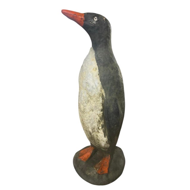 Vintage Hand-Painted Concrete Penguin Garden Statuary For Sale In West Palm - Image 6 of 8