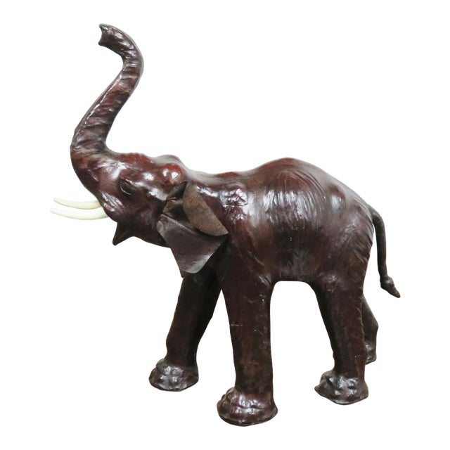Late 20th Century Leather Elephant Statue For Sale
