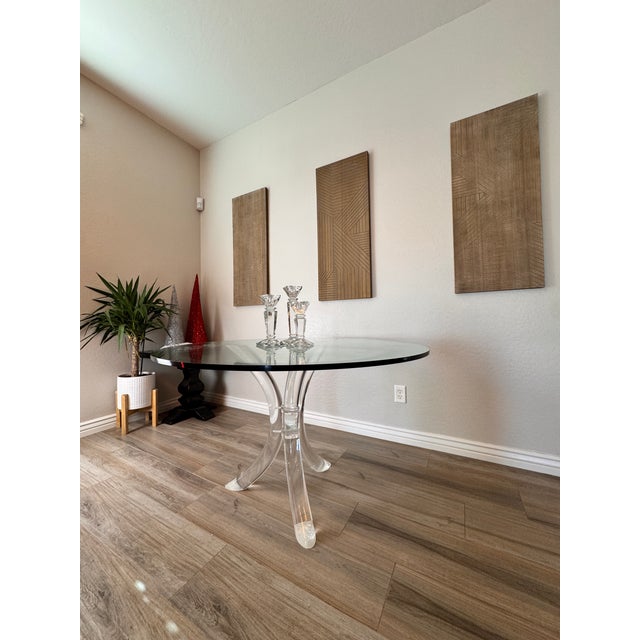 1970s Charles Hollis Jones-Inspired 3-Prong Lucite Vintage Dining Table For Sale - Image 11 of 11