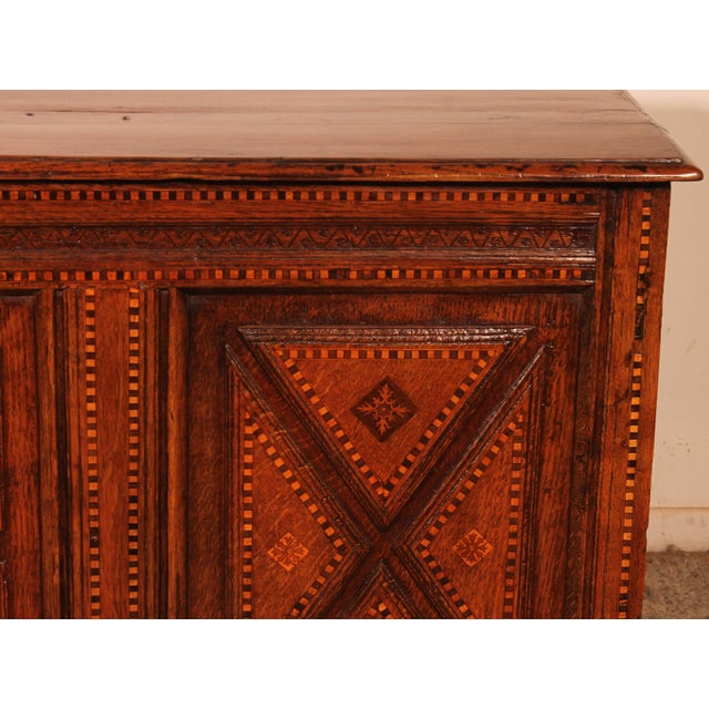Antique Oak Chest with Inlays For Sale - Image 11 of 14