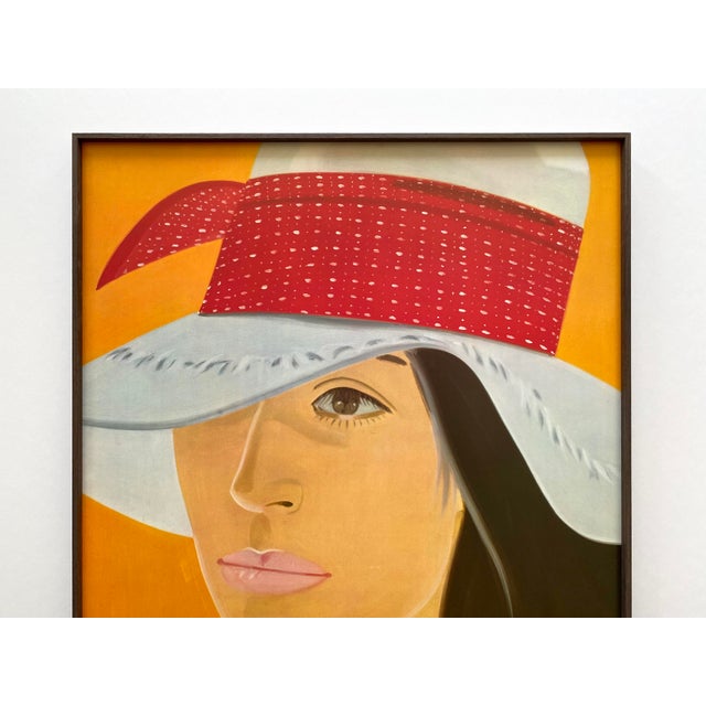This Alex Katz very rare vintage 1980 Pop Art lithograph print custom framed large Modernist exhibition poster " Red Band...