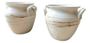 Studio Ceramic Art Vases with Handles from Pottestuen Fredrikshavn, Denmark, 1970s, Set of 2