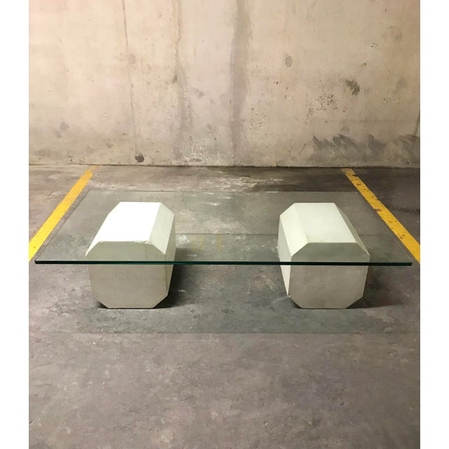 Postmodern Octagonal Concrete and Glass Coffee Table, 1970s For Sale - Image 3 of 9