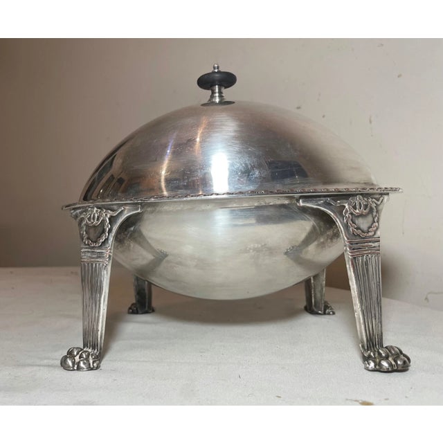 Antique 1800s Ornate Empire Silverplated Footed Bacon Breakfast Server Dome Dish For Sale - Image 10 of 14