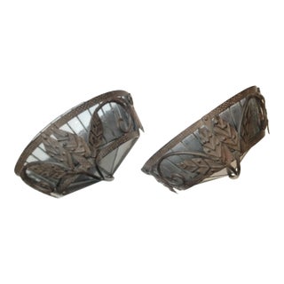 Contemporary Paul Ferrante Set of 2 Cast Iron & Steel Large Series 4000Wall Sconces For Sale