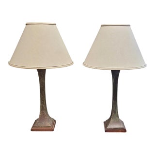 1980s Bronze Moden Table Lamps - a Pair For Sale