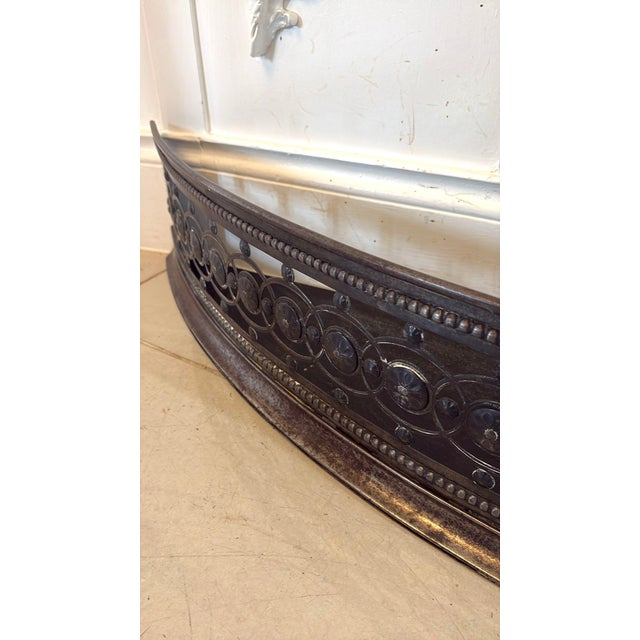 Antique George III Steel Fire Fender with Pierced Serpentine Front, 1800 For Sale - Image 3 of 7
