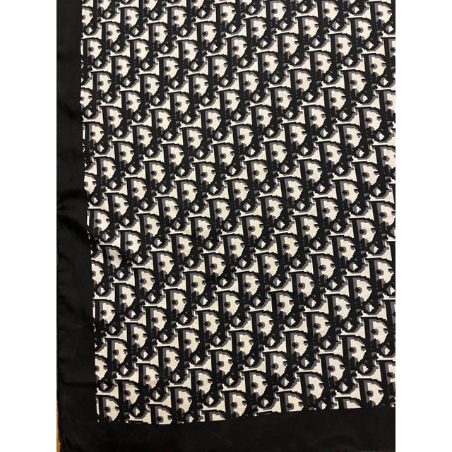 Christian Dior Christian Dior Black Monogram Cotton Scarf For Sale - Image 4 of 6