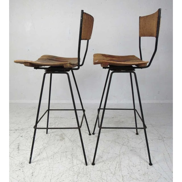 Arthur Umanoff Swivel Slat Stools for Raymor - a Pair For Sale - Image 9 of 10