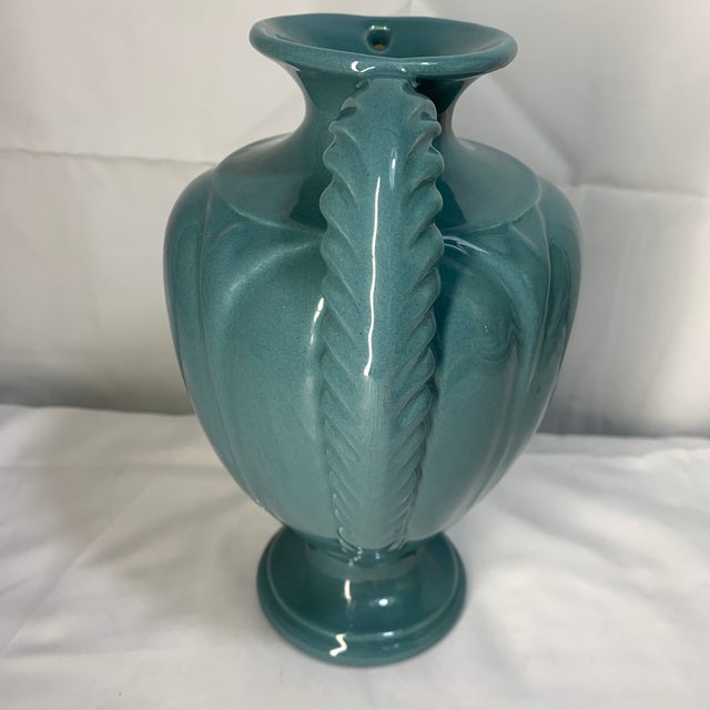 Royal Haeger Pottery Feather Plume Vase With Dark Teal Glaze For Sale In Chicago - Image 6 of 6