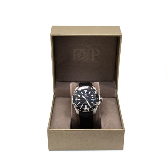 Tag Heuer Aquaracer 41mm way211a.ft6068 Black Dial Rubber Band Steel Watch For Sale - Image 10 of 11