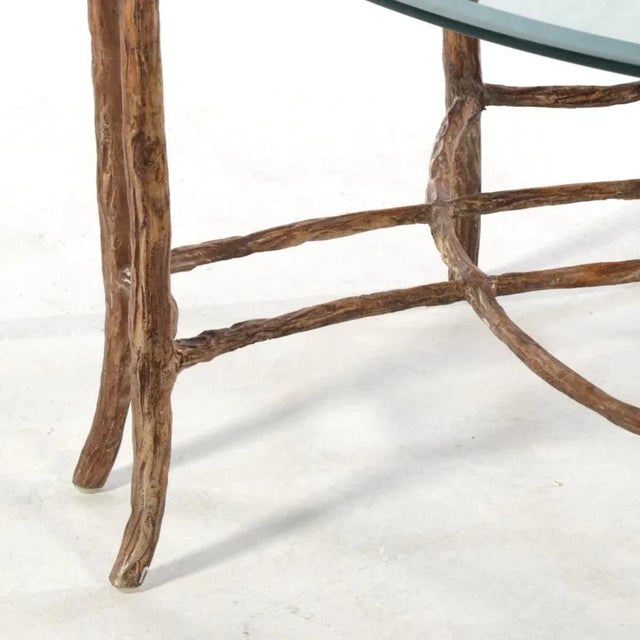 Brown Cast and Hand Painted Faux Bois Aluminum Coffee Table. For Sale - Image 8 of 8