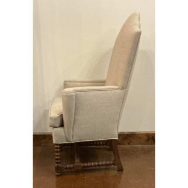 Late 19th Century Small Scale Antique Wing Chair With Bobbin Turned Front Legs and Stretcher For Sale - Image 5 of 5
