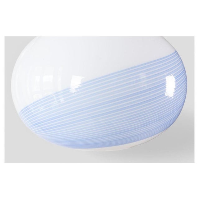 Blown Glass Pendant Lamp with Sky-Blue Spiral Decoration, Italy, 1970s For Sale - Image 6 of 8