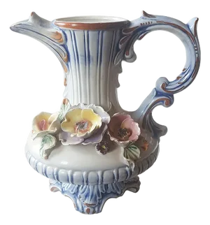 Italian Baroque Style Sculpted Majolica Capodimonte Pitcher
