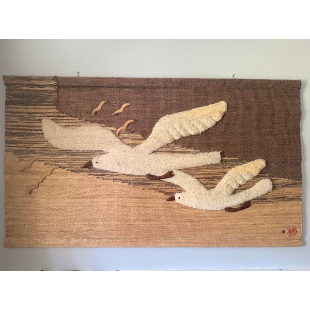 Don Freedman Pair of Vintage Don Freedman Seagull Fiber Art Wall Hangings for Interlude, 1979 & 1981 For Sale - Image 4 of 6