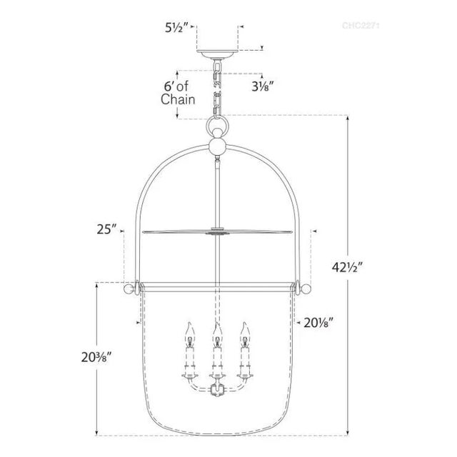 Transitional Chapman & Myers for Visual Comfort Signature Lorford Large Smoke Bell Lantern in Aged Iron with Antiqued Mercury Glass For Sale - Image 3 of 3