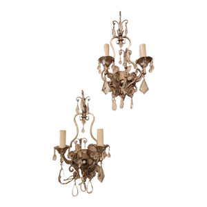 Early 20th Century Metal and Glass Sconces Maison Bagues Style - Set of 2