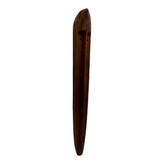 Elongated Hand‑Carved Wooden Wall Sculpture – Organic Modern Art Mask From Material Possessions Chicago For Sale