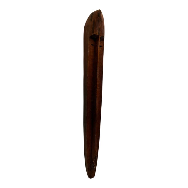 Elongated Hand‑Carved Wooden Wall Sculpture – Organic Modern Art Mask From Material Possessions Chicago For Sale