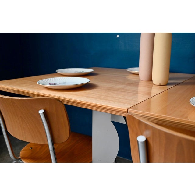 Extendable Table with Bent Steel and Light Wood Legs, 1990s For Sale - Image 13 of 18