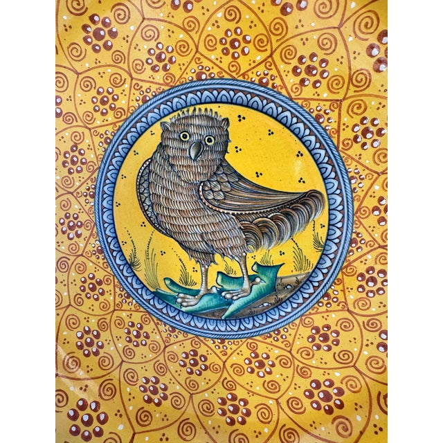 Italian Deruta Owl Hand Painted Italian Round Plate / Platter For Sale - Image 3 of 9