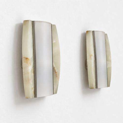 White Italian Onyx and Opaline Glass Wall Lights, 1960s, Set of 2 For Sale - Image 8 of 10