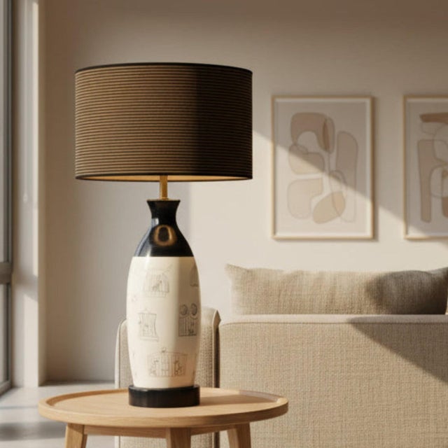 Cream Vintage French Elc Du Nord Ceramic Table Lamp | Birdcages For Sale - Image 8 of 8