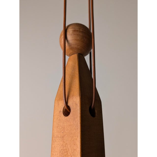 Art Deco Danish Wooden Candle Chandelier, 1970s For Sale - Image 3 of 17