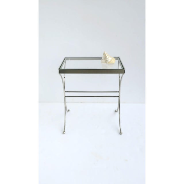 Chrome Glass Side Drinks Table, Midcentury Modern, Circa Mid-20th Century For Sale - Image 4 of 10