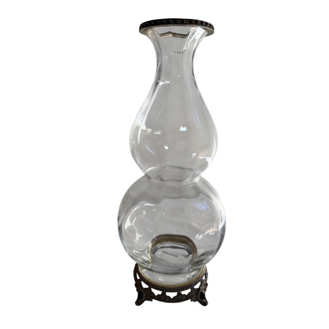 John-Richard John-Richard Glass and Brass Vase For Sale - Image 4 of 10