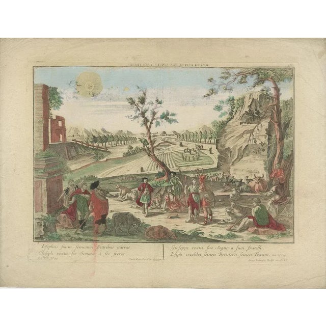 Cream Probst, Story of Joseph in Egypt, Hand-Colored Prints, 1770s, Set of 6 For Sale - Image 8 of 10