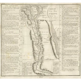 Antique Map of Egypt and the Nile Valley with City Index, 1715 For Sale