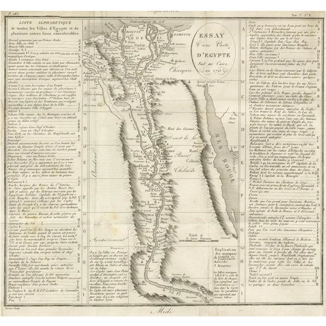 Antique Map of Egypt and the Nile Valley with City Index, 1715 For Sale