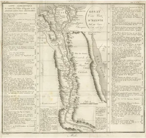 Antique Map of Egypt and the Nile Valley with City Index, 1715