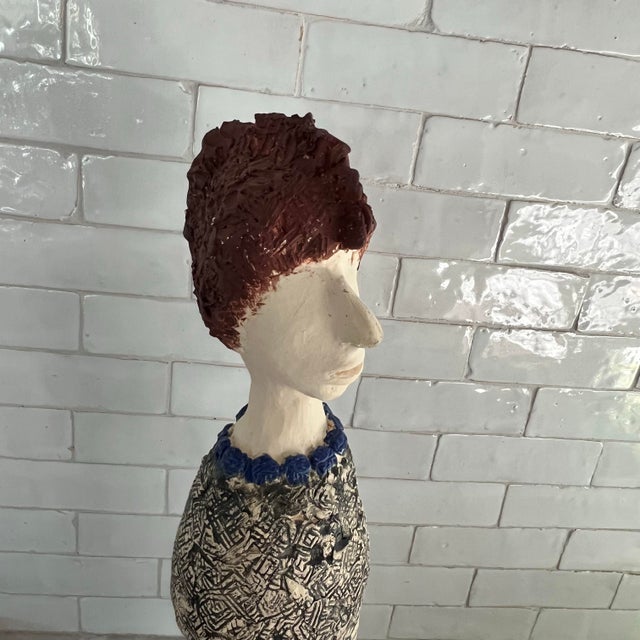 1990s Unique Handmade Sculpture of a Woman With Mohawk For Sale - Image 10 of 12