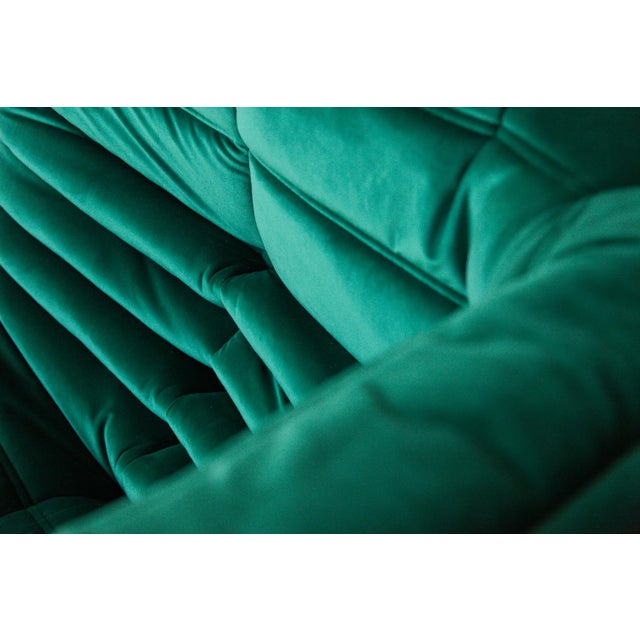 Forest Green Bottle Green Velvet Togo Corner Chair by Michel Ducaroy for Ligne Roset, 1970 For Sale - Image 8 of 11