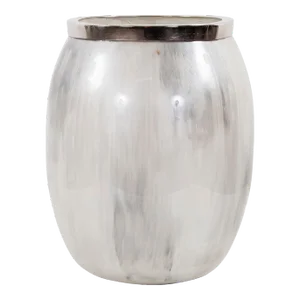 The Sivas Glass Vase with Silver Accents, Small