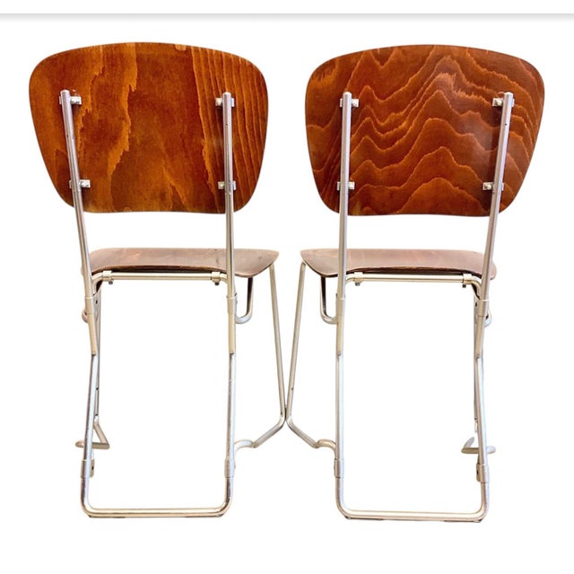 Mid-Century Modern Minimalist First Edition Aluflex Stackable Folding Chairs from Armin Wirth, Switzerland, 1950s, Set of 4 For Sale - Image 13 of 18