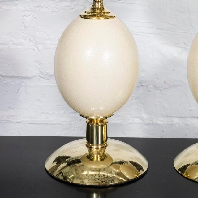 White Pair of ostrich egg lamps in the style of Crespi For Sale - Image 8 of 8