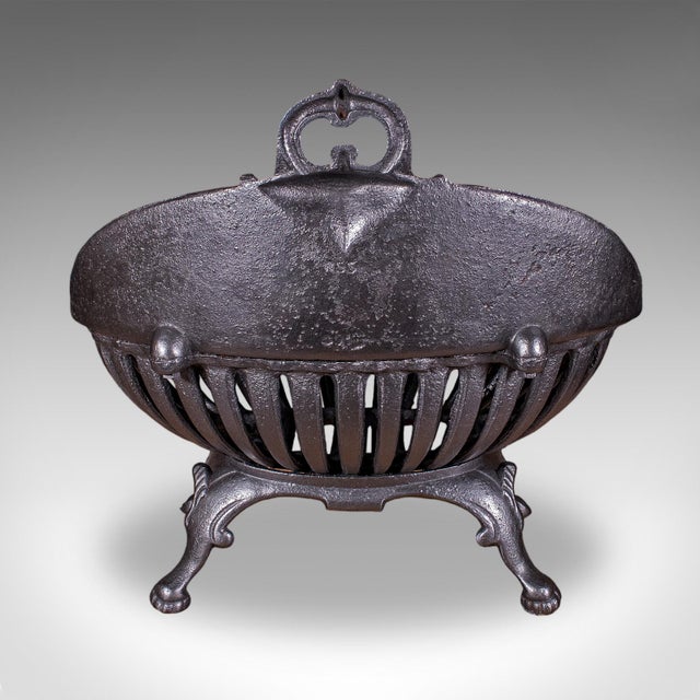 Antique Regency Revival Fire Basket, English, Iron, Fireplace, Grate, Edwardian For Sale - Image 4 of 10