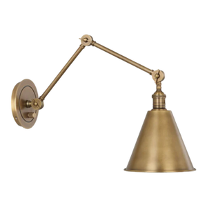 Adjustable Wall Sconce in Warm Brass With Matching Metal Shade