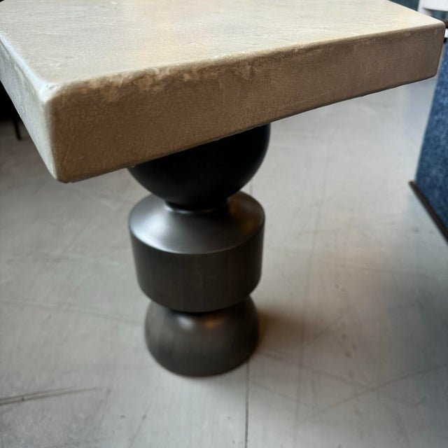 Dorothy Sculptural Concrete and Maple Side Table For Sale - Image 4 of 6