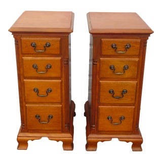 Tall Narrow Nightstands End Side Bedside Tables a Pair For Sale